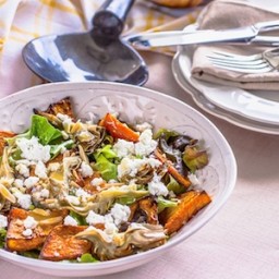 Roasted Pumpkin Salad with Artichoke and Goats Cheese