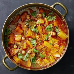 Roasted Pumpkin Soup With Harissa and Chickpeas