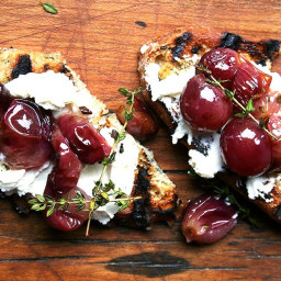 Roasted Red Grapes with Fresh Thyme and Ricotta Cheese