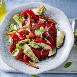 Roasted red pepper and artichoke salad