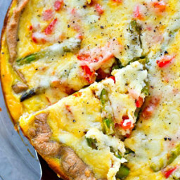 Roasted Red Pepper Asparagus Cheddar Quiche