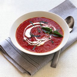 Roasted Red Pepper Soup with Orange Cream