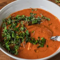 Roasted Red Pepper Soup with Smoked Gouda Cheese