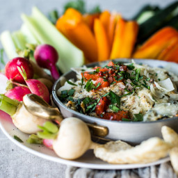 Roasted Red Pepper Spinach and Artichoke Dip