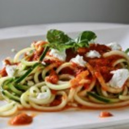 Roasted Red Pepper Zoodles with Goat Cheese