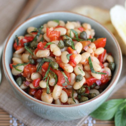 Roasted Red Peppers, White Beans and Pesto