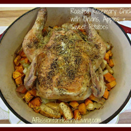 Roasted Rosemary Chicken with Onions, Apples and Sweet Potatoes! A Gluten F