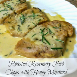 Roasted Rosemary Pork Chops with Honey Mustard Cream Sauce