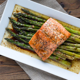 Roasted Salmon & Asparagus with Balsamic-Butter Sauce