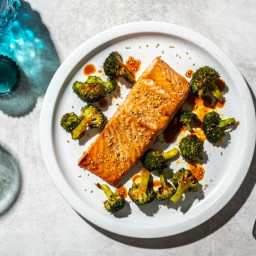 Roasted Salmon and Broccoli With Ginger-Soy Marinade