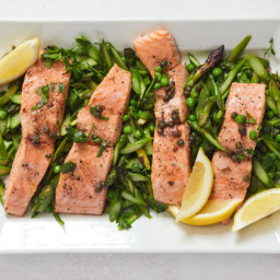 Roasted Salmon With Asparagus, Lemon and Brown Butter