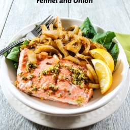 Roasted Salmon with Caramelized Fennel and Onion