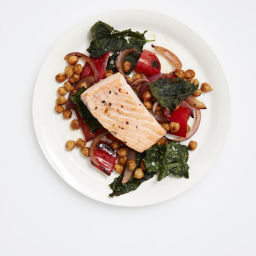 Roasted salmon with chickpeas & red peppers