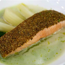 Roasted Salmon with Green Curry and Fennel