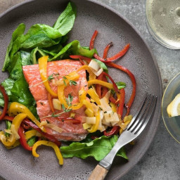Roasted Salmon with Red Pepper Sauté