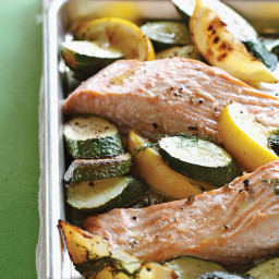 Roasted Salmon with Zucchini, Lemon, and Dill