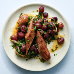 Roasted Sausages With Grapes and Onions