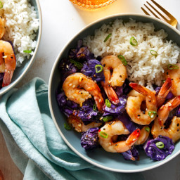 Roasted Shrimp & Cabbage with Sweet Chili-Soy Sauce