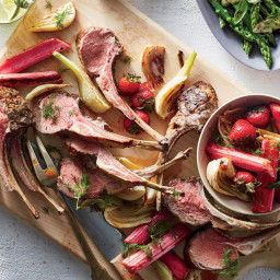 Roasted Spring Lamb With Fennel, Rhubarb, and Strawberries