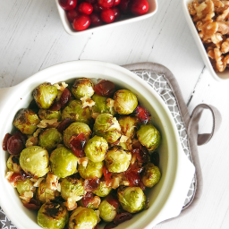 Roasted Sprouts with Cranberries & Walnuts