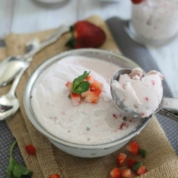 Roasted strawberry mint ice cream {dairy free}