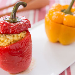 Roasted Stuffed Peppers with Chicken and Rice