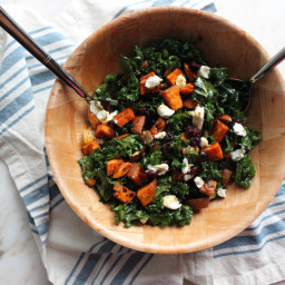 Roasted Sweet Potato and Kale Salad with Goat Cheese