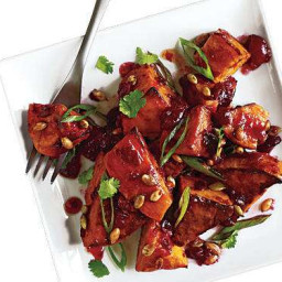Roasted Sweet Potato Salad with Cranberry-Chipotle Dressing