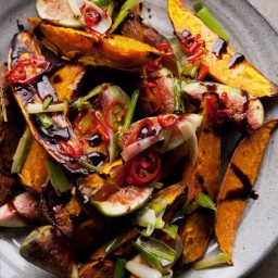 Roasted sweet potatoes and fresh figs