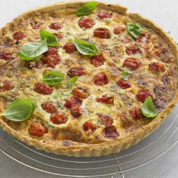 Roasted tomato, basil and Parmesan quiche