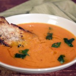 Roasted Tomato Soup with Giant Cheesy Herb Croutons