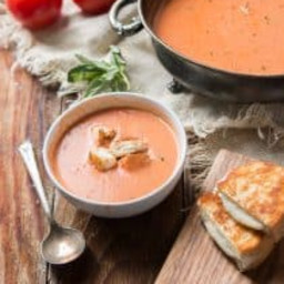 Roasted Tomato Soup with Mini Grilled Cheese Croutons