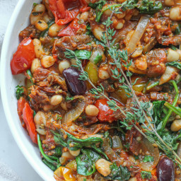 Roasted Tomato, White Bean and Spinach Stew