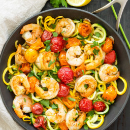 Roasted Tomatoes and Shrimp with Zucchini Noodles