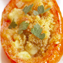 Roasted Tomatoes with Garlic, Gorgonzola and Herbs