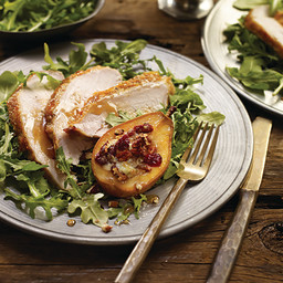 Roasted Turkey Breast with Gorgonzola, Baked Pears and Toasted Pecans