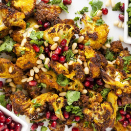 Roasted Turmeric Cauliflower with Cilantro and Mint