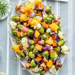 Roasted Winter Vegetable Kabobs with Sesame Tahini Dipping Sauce