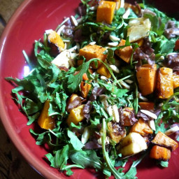 Roasted Winter Vegetables And Arugula Salad With Mustard Dressing
