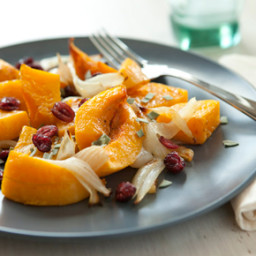 Roasted Butternut Squash with Sage and Cranberries