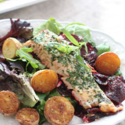 Roasted Salmon and Beets with Herb Vinaigrette