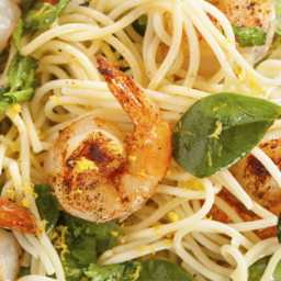 Robert Irvine's Shrimp With Angel Hair, Artichoke and Spinach