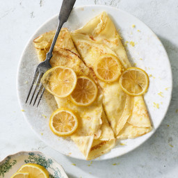 Rolled Pancakes with Lemon Sugar & Candied Lemon Slices
