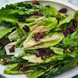 Romaine and Sugar Snap Peas with Pecan Dressing