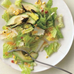 Romaine, Grilled Avocado, and Smoky Corn Salad with Chipotle-Caesar Dressin