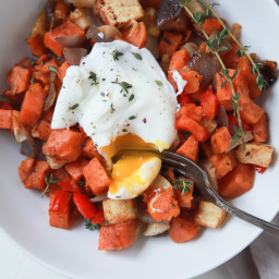 Root Vegetable Hash with Poached Egg