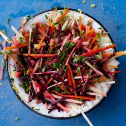Root vegetable slaw with labneh