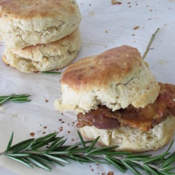 Rosemary Chicken Fat Biscuits with Crispy Chicken Thighs