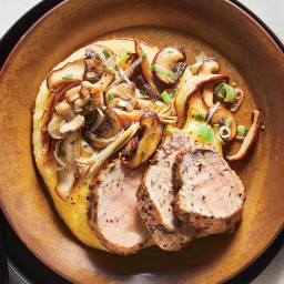 Rosemary-Crusted Pork With Polenta and Mushrooms