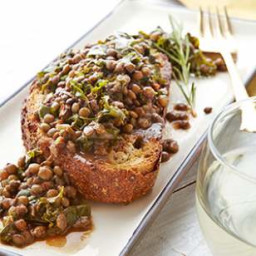 Rosemary Lentils and Greens on Toasted Bread